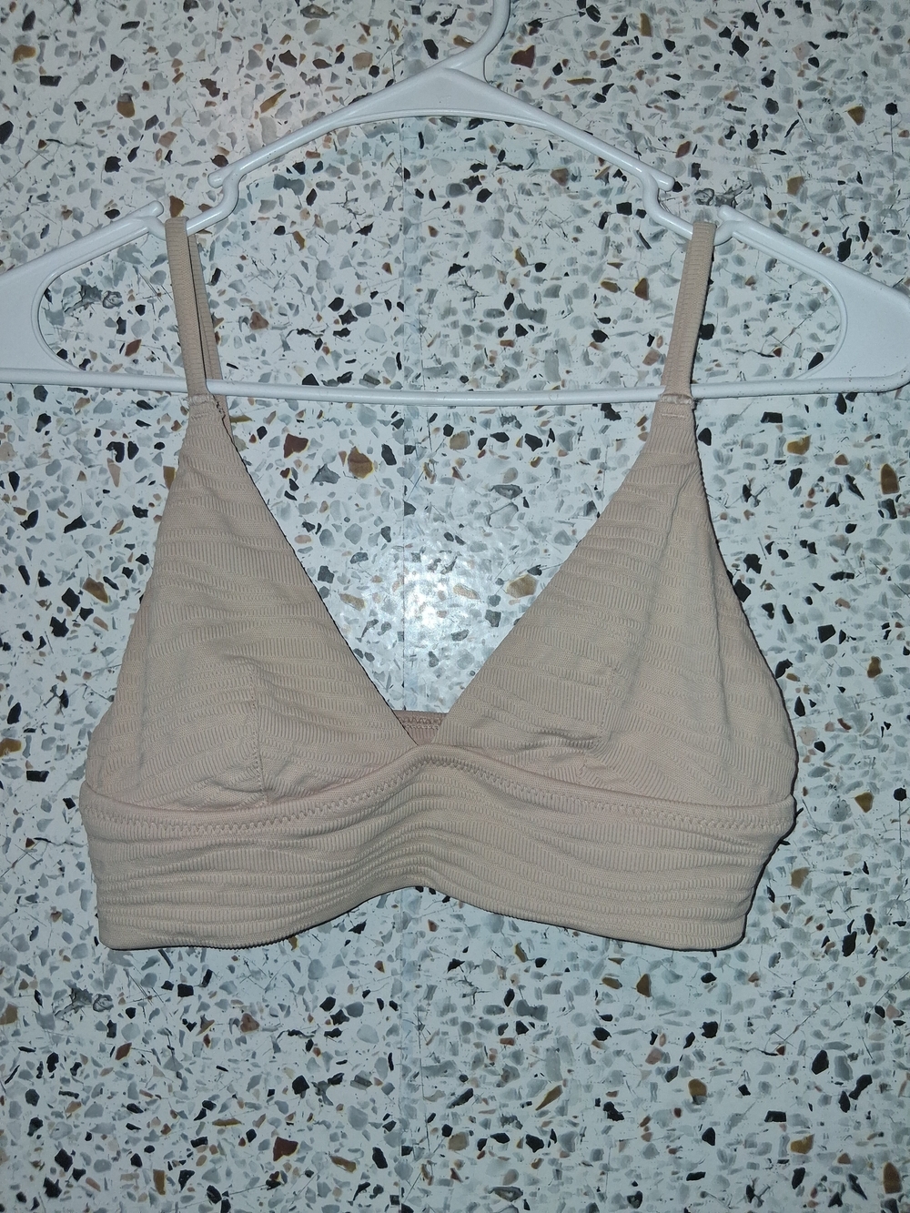 Aerie Real Good Triangle Bralette Size Small Nude Lined Wireless